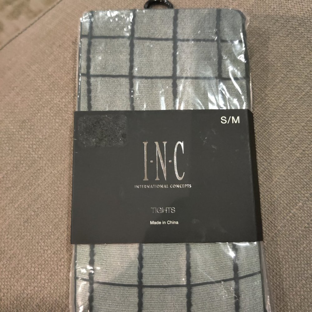 INC International Company Tights S/M Black Diamond/Square